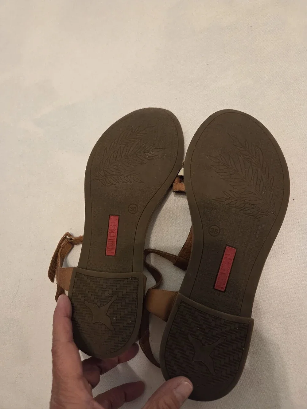PIKOLINOS Brandy Algar Brown Tan Die-Cut Leather‎ Strappy Sandals SZ 38